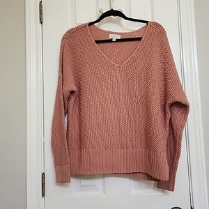 Lucky Brand Pink Waffle Knit Sweater​​​​ Size Large​​